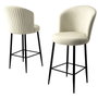 Hanah Home Taburetes de Bar Crema y Negro Metal Tela Babyface Set de 2 Piezas 107x46x40cm